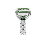 White gold Fancy Green Princess Cut Diamond Pavé Solitaire Ring with Round Band and Prong Setting_25