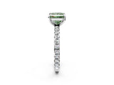 White gold Fancy Green Princess Cut Diamond Pavé Solitaire Ring with Round Band and Prong Setting_46