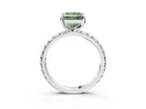 White gold Fancy Green Princess Cut Diamond Pavé Solitaire Ring with Round Band and Prong Setting_47