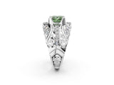 White gold Fancy Green Princess Cut Diamond Pave Art Deco Split Shank Ring with Four-Prong Setting_2