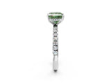 White gold Fancy Green Princess Cut Diamond Pave Band Solitaire Ring with Round  and Prong Setting_79