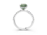 White gold Fancy Green Princess Cut Diamond Pave Band Solitaire Ring with Round  and Prong Setting_80