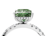 White gold Fancy Green Princess Cut Diamond Pave Band Solitaire Ring with Round  and Prong Setting_81