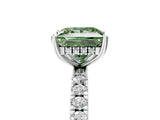 White gold Fancy Green Princess Cut Diamond Pave Band Solitaire Ring with Round  and Prong Setting_82