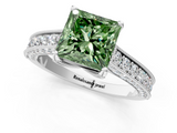 White gold Fancy Green Princess  Cut Diamond Pave Band with Four-Prong Setting_1
