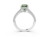 White gold Fancy Green Princess  Cut Diamond Pave Band with Four-Prong Setting_3