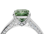 White gold Fancy Green Princess  Cut Diamond Pave Band with Four-Prong Setting_4