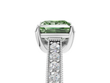 White gold Fancy Green Princess  Cut Diamond Pave Band with Four-Prong Setting_5