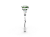 White gold Fancy Green Princess  Cut Diamond Ring with Baguette Side Stones, Channel Set Band, and Four-Prong Setting_2