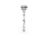 White gold Fancy Green Princess  Cut Diamond Ring with Baguette Side Stones, Channel Set Band, and Four-Prong Setting_38
