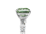 White gold Fancy Green Princess  Cut Diamond Ring with Baguette Side Stones, Channel Set Band, and Four-Prong Setting_41