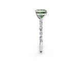 White gold Fancy Green Princess Cut Diamond Ring with Marquise and Round  Side Stones and Four-Prong Setting_43