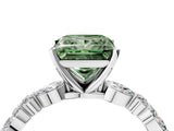 White gold Fancy Green Princess Cut Diamond Ring with Marquise and Round  Side Stones and Four-Prong Setting_45