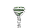 White gold Fancy Green Princess Cut Diamond Ring with Marquise and Round  Side Stones and Four-Prong Setting_45