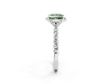 White gold Fancy Green Princess Cut Diamond Ring with Pavé Band and Floral Prong Setting_41