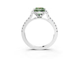 White gold Fancy Green Princess Cut Diamond Ring with Pavé Band and Floral Prong Setting_42