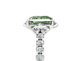 White gold Fancy Green Princess Cut Diamond Ring with Pavé Band and Floral Prong Setting_44