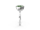 White gold Fancy Green Princess Cut Diamond Ring with Side Stones and Four-Prong Setting_67