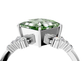 White gold Fancy Green Princess Cut Diamond Ring with Side Stones and Four-Prong Setting_69