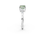 White gold Fancy Green Princess  Cut Diamond Ring with Tapered Baguette Side Stones in Four-Prong Setting_2
