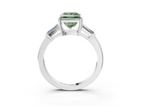 White gold Fancy Green Princess  Cut Diamond Ring with Tapered Baguette Side Stones in Four-Prong Setting_3