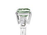 White gold Fancy Green Princess  Cut Diamond Ring with Tapered Baguette Side Stones in Four-Prong Setting_5