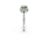 White gold Fancy Green Princess Cut Diamond Scalloped Halo Engagement Ring with Round Shared Prong Band_45