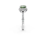 White gold Fancy Green Princess Cut Diamond Scalloped Halo Engagement Ring with Round Shared Prong Band_63