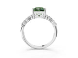 White gold Fancy Green Princess Cut Diamond Scattered Round Accent Ring with Prong Setting_15