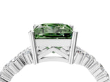 White gold Fancy Green Princess Cut Diamond Scattered Round Accent Ring with Prong Setting_16