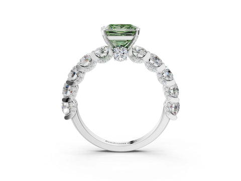 White gold Fancy Green Princess Cut Diamond Side Stone Engagement Ring with Four-Prong Setting_27