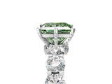White gold Fancy Green Princess Cut Diamond Side Stone Engagement Ring with Four-Prong Setting_29