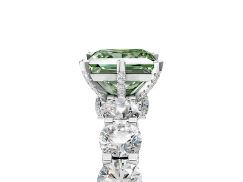 White gold Fancy Green Princess Cut Diamond Side Stone Engagement Ring with Four-Prong Setting_29