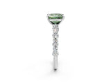White gold Fancy Green Princess Cut Diamond Side Stone Solitaire Ring with Round  and Four-Prong Setting_14
