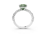 White gold Fancy Green Princess Cut Diamond Side Stone Solitaire Ring with Round  and Four-Prong Setting_15