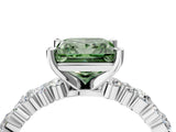 White gold Fancy Green Princess Cut Diamond Side Stone Solitaire Ring with Round  and Four-Prong Setting_16