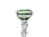 White gold Fancy Green Princess Cut Diamond Side Stone Solitaire Ring with Round  and Four-Prong Setting_17