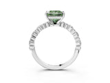 White gold Fancy Green Princess Cut Diamond Side Stone Solitaire Ring with Round  and Four-Prong Setting_68