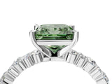 White gold Fancy Green Princess Cut Diamond Side Stone Solitaire Ring with Round  and Four-Prong Setting_69
