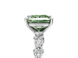 White gold Fancy Green Princess Cut Diamond Side Stone Solitaire Ring with Round  and Four-Prong Setting_70