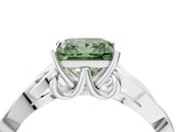 White gold Fancy Green Princess Cut Diamond Solitaire Celtic Knot Ring with Four-Prong Setting_33