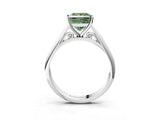 White gold Fancy Green Princess Cut Diamond Solitaire Engagement Ring with Cathedral Setting and Four-Prong Mount_159