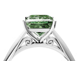 White gold Fancy Green Princess Cut Diamond Solitaire Engagement Ring with Cathedral Setting and Four-Prong Mount_34
