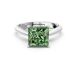 White gold Fancy Green Princess Cut Diamond Solitaire Engagement Ring with Cathedral Setting and Four-Prong Mount_36