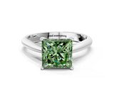 White gold Fancy Green Princess Cut Diamond Solitaire Engagement Ring with Cathedral Setting and Four-Prong Mount_53