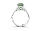White gold Fancy Green Princess Cut Diamond Solitaire Engagement Ring with Cathedral Setting and Four-Prong Mount_56