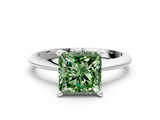 White gold Fancy Green Princess Cut Diamond Solitaire Engagement Ring with Classic Band and Four-Prong Setting_29