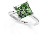 White gold Fancy Green Princess Cut Diamond Solitaire Engagement Ring with Four-Prong Setting and Classic Band_21