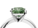 White gold Fancy Green Princess Cut Diamond Solitaire Engagement Ring with Round Band and Four-Prong Setting_117