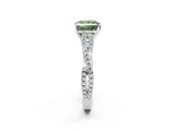 White gold Fancy Green Princess Cut Diamond Solitaire Engagement Ring with Twisted Pavé Band and Four-Prong Setting_70